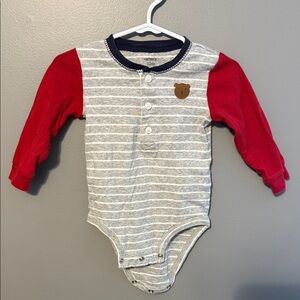 Carter's Striped Gray and Red Bodysuit